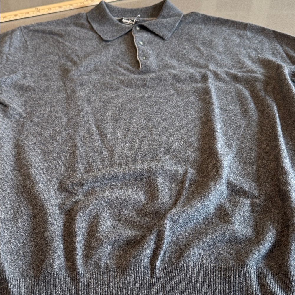 Neiman Marcus Charcoal Cashmere Polo Sweater XL